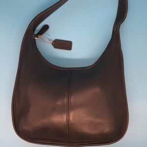 Vintage Coach USA 9025 Ergo Zip Hobo Black Glove-Tanned Leather Shoulder Bag